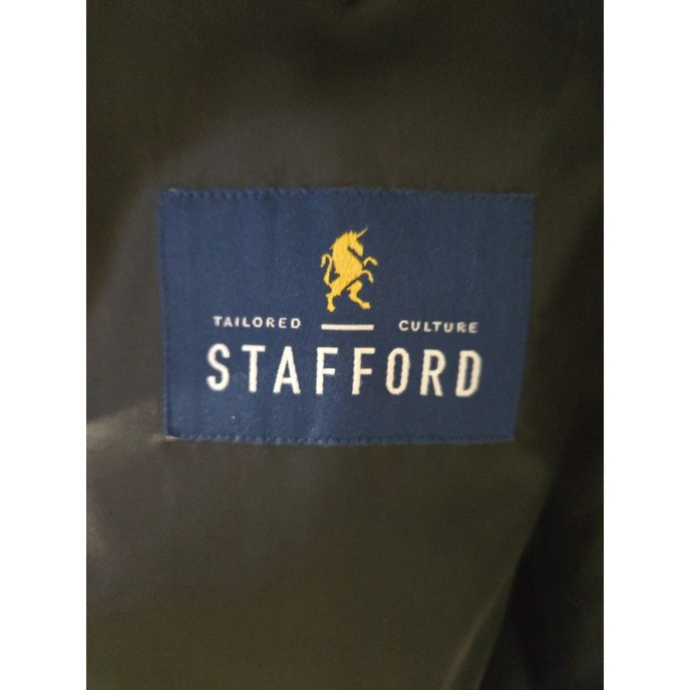 Stafford Big & Tall 54B Regular Black Wool Blend Blazer Jacket Travel Stretch